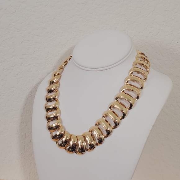 Anthropologie Gold Tone Ladder Link Collar Necklace 90s Elegant Minimalist NWT - Picture 4 of 16